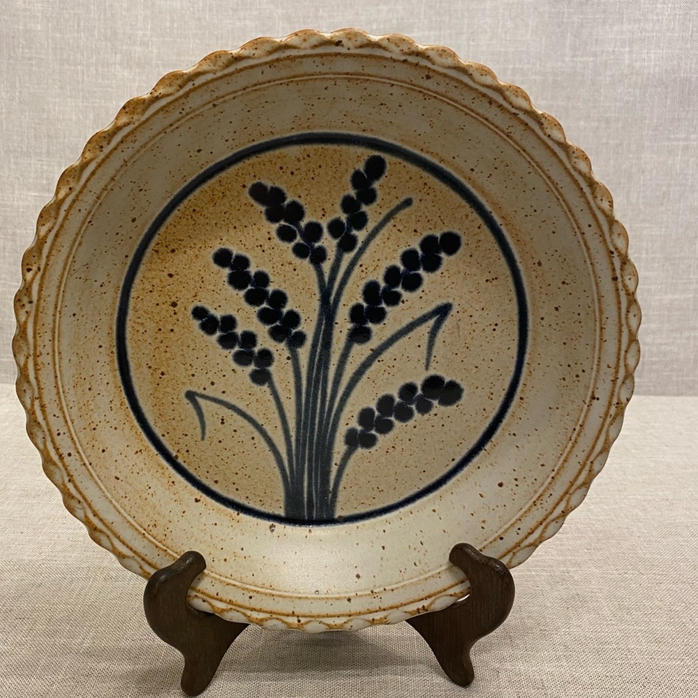 Signed studio pottery stoneware pie plate.